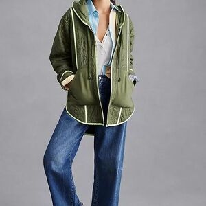 New Anthropologie Olive Green Quilted Women's Jacket NWT